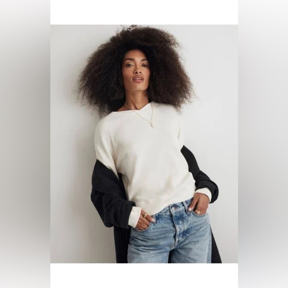Madewell Waffle Knit Boxy Sweatshirt Tee